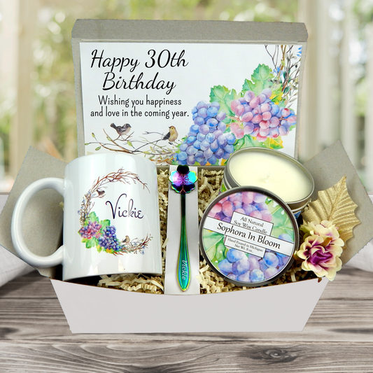 30th Birthday Gift Box for Women with Personalized Mug