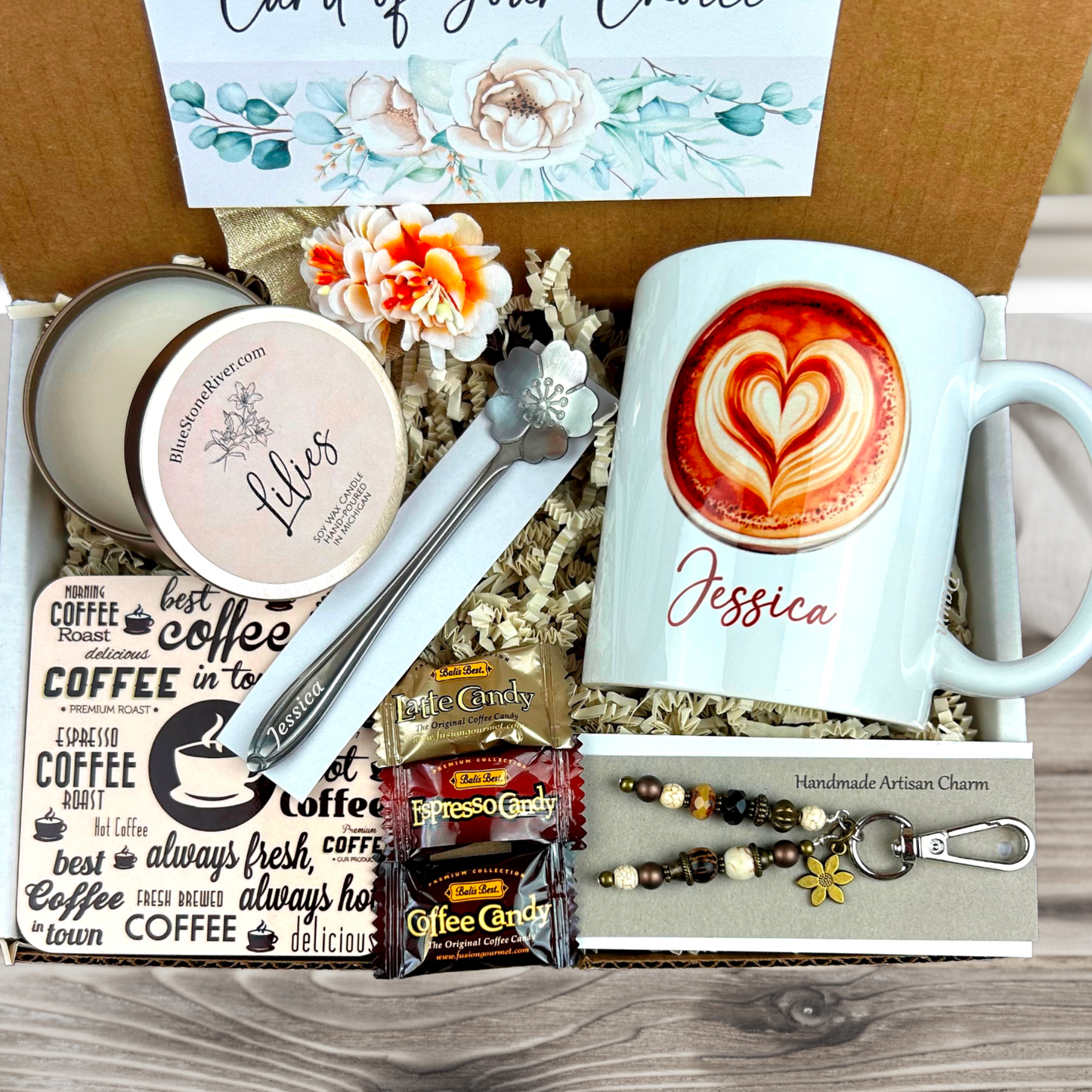 coffee lover mug Beautifully packaged gift box with candle and charm