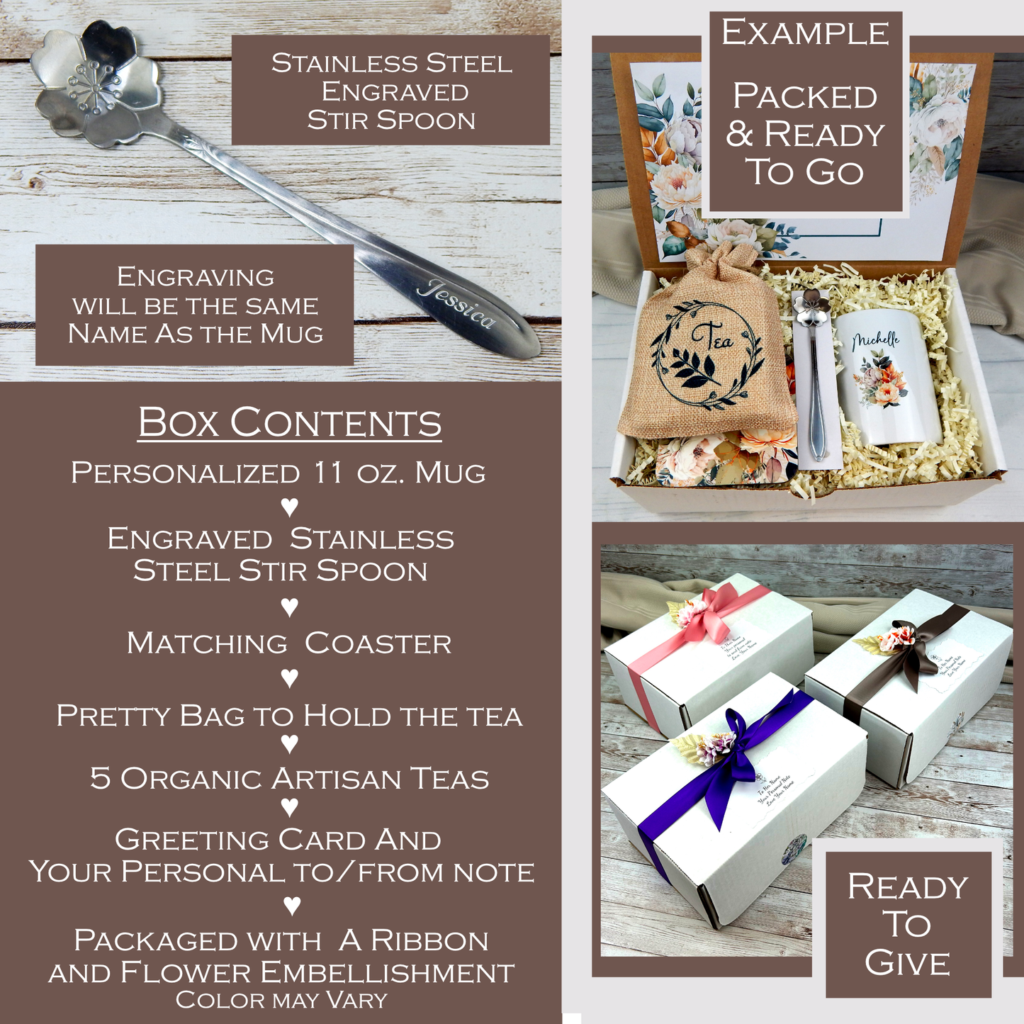 Present for Daughter with Keepsake Mug, Engraved Spoon and Tea