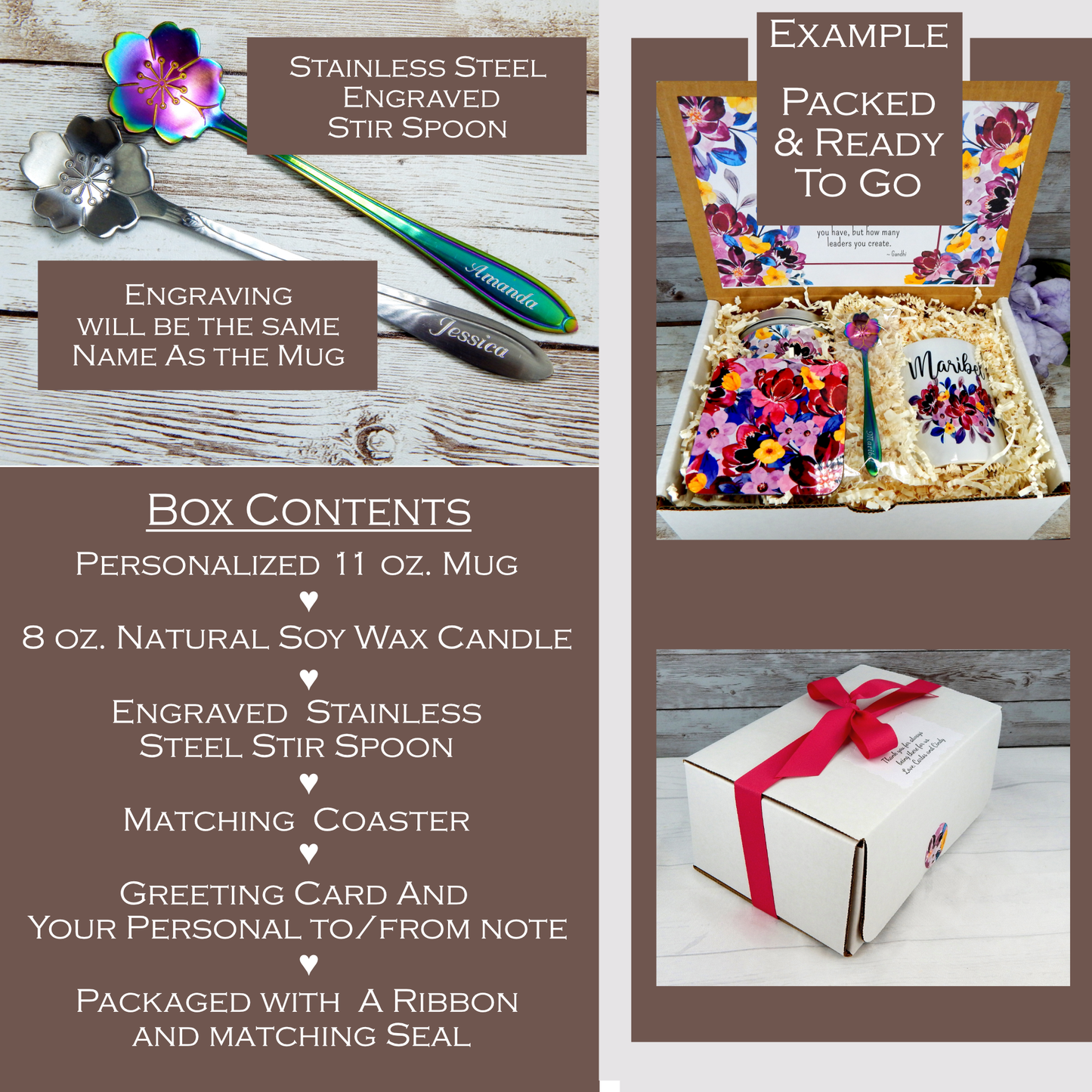 Personalized Birthday Gift Basket with Flower Coffee Mug