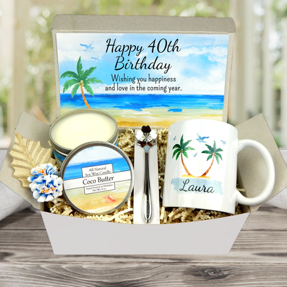 40th Birthday Gift Box for Women with Personalized Mug