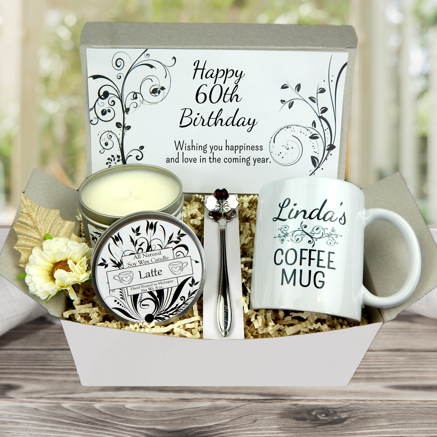 60th Birthday Gift Box for Women with Personalized Mug