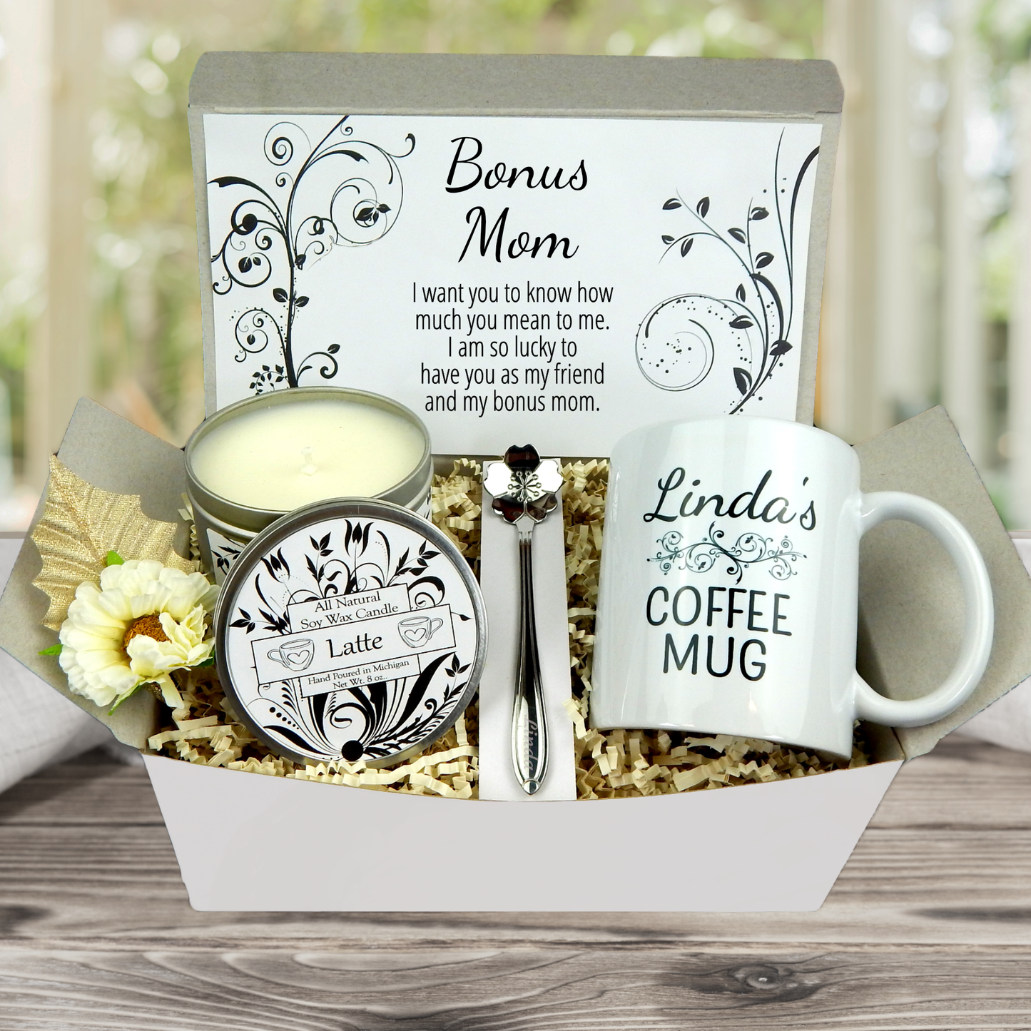 Step-Mom Gift Basket for Bonus Mom with Custom Mug