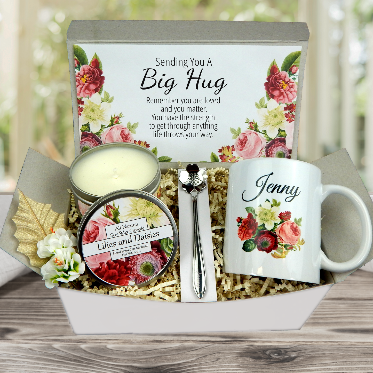 Hug In A Box Encouragement Gift - Thinking Of You Care Package - Self Care Basket