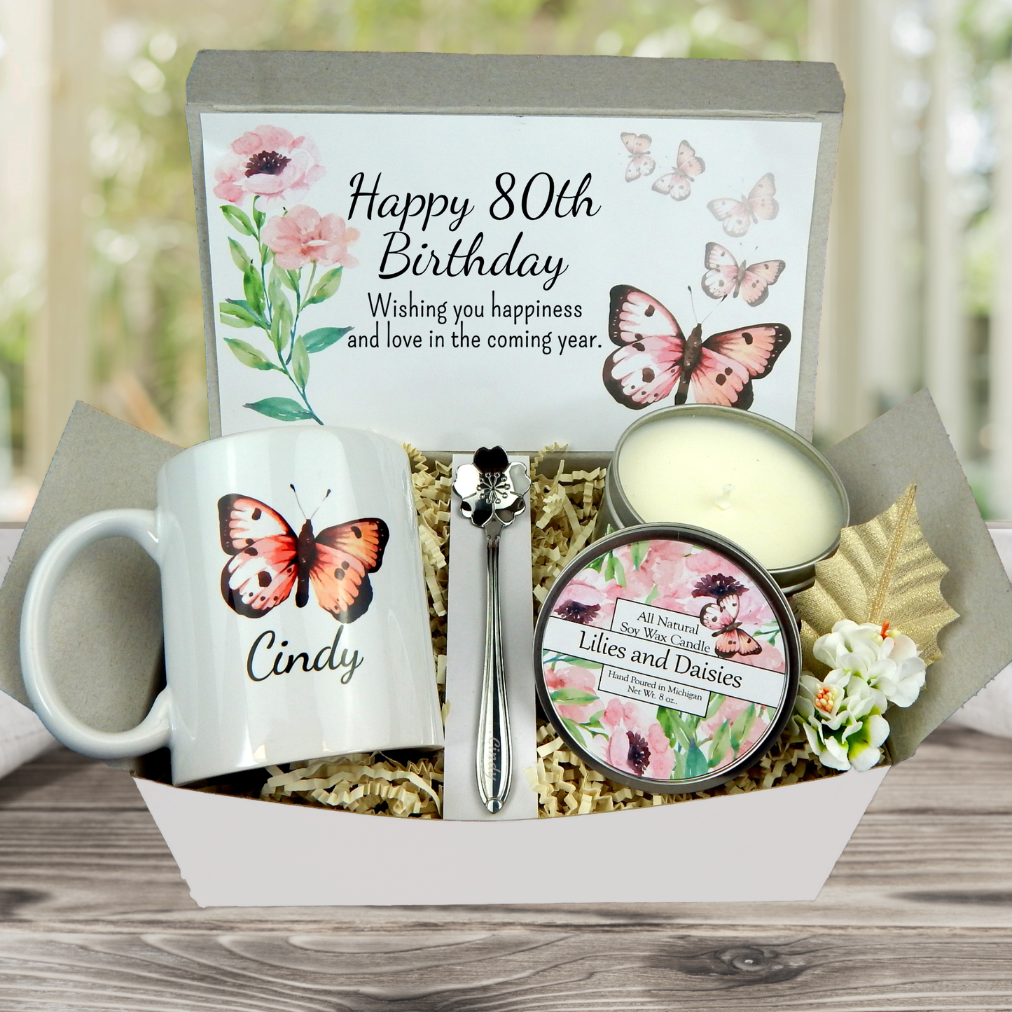 80th Birthday Gift Box for Women with Personalized Mug