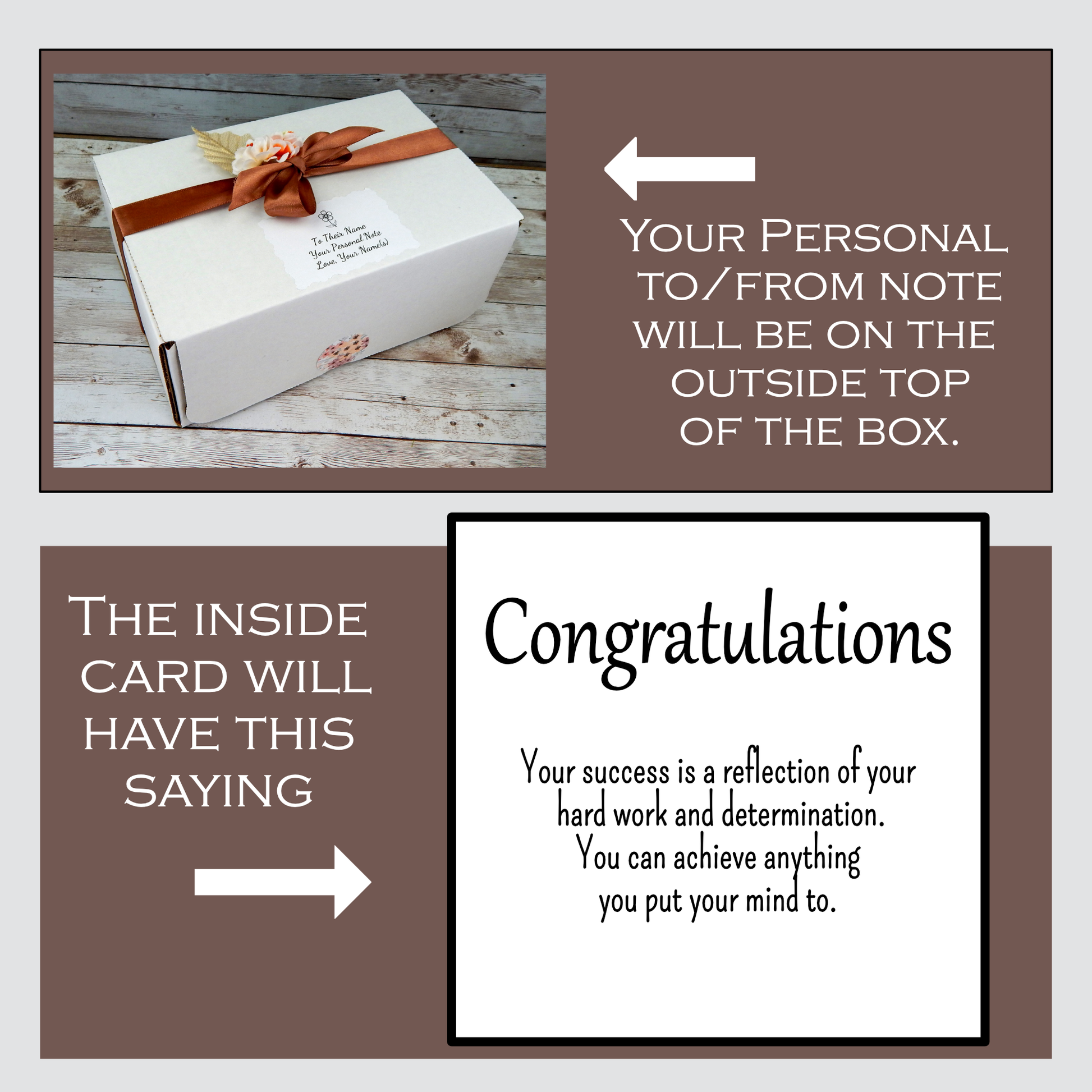 congratulations card saying for the gift boxes
