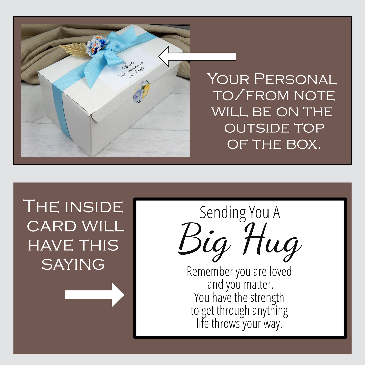 Hug In A Box Encouragement Gift - Thinking Of You Care Package - Self Care Basket