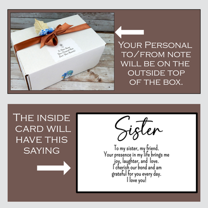 Gift for Sisters Birthday - Meaning Sister Care Package with Personalized Mug