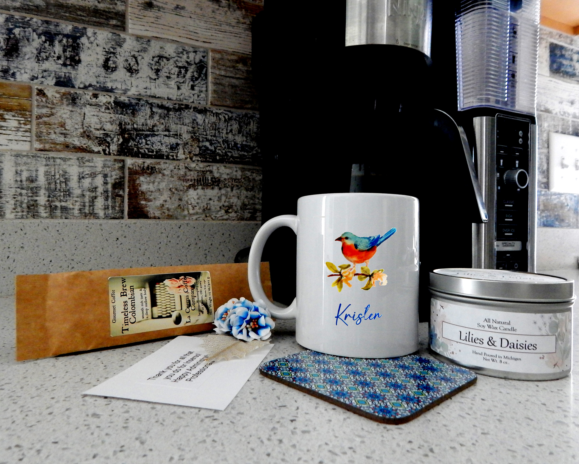 gift for grandma with a bluebird mug