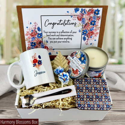 Achievements Reward Gift Basket with Custom Mug, Spoon, and Candle