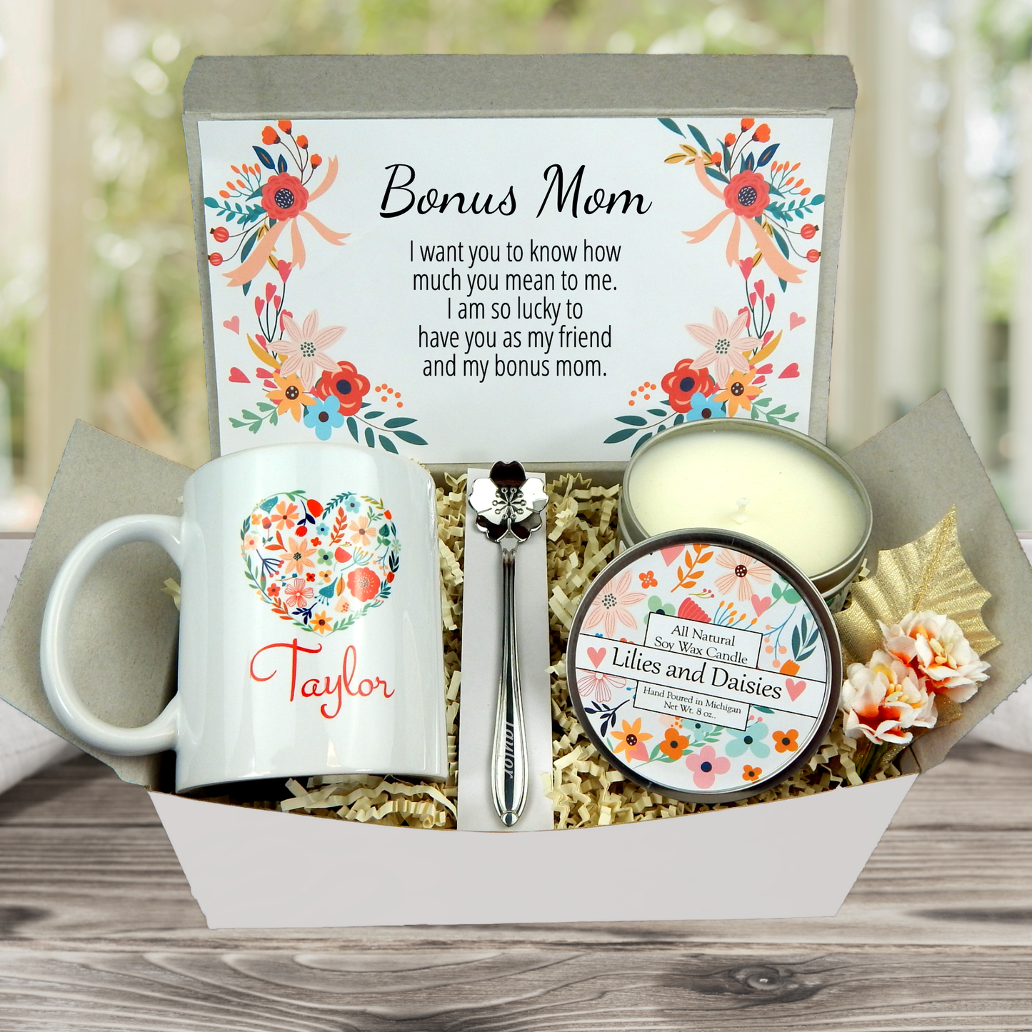 Step-Mom Gift Basket for Bonus Mom with Custom Mug