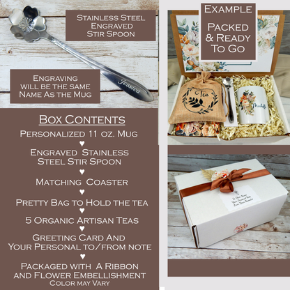50th Birthday Present for Women with Tea Set and Custom Mug