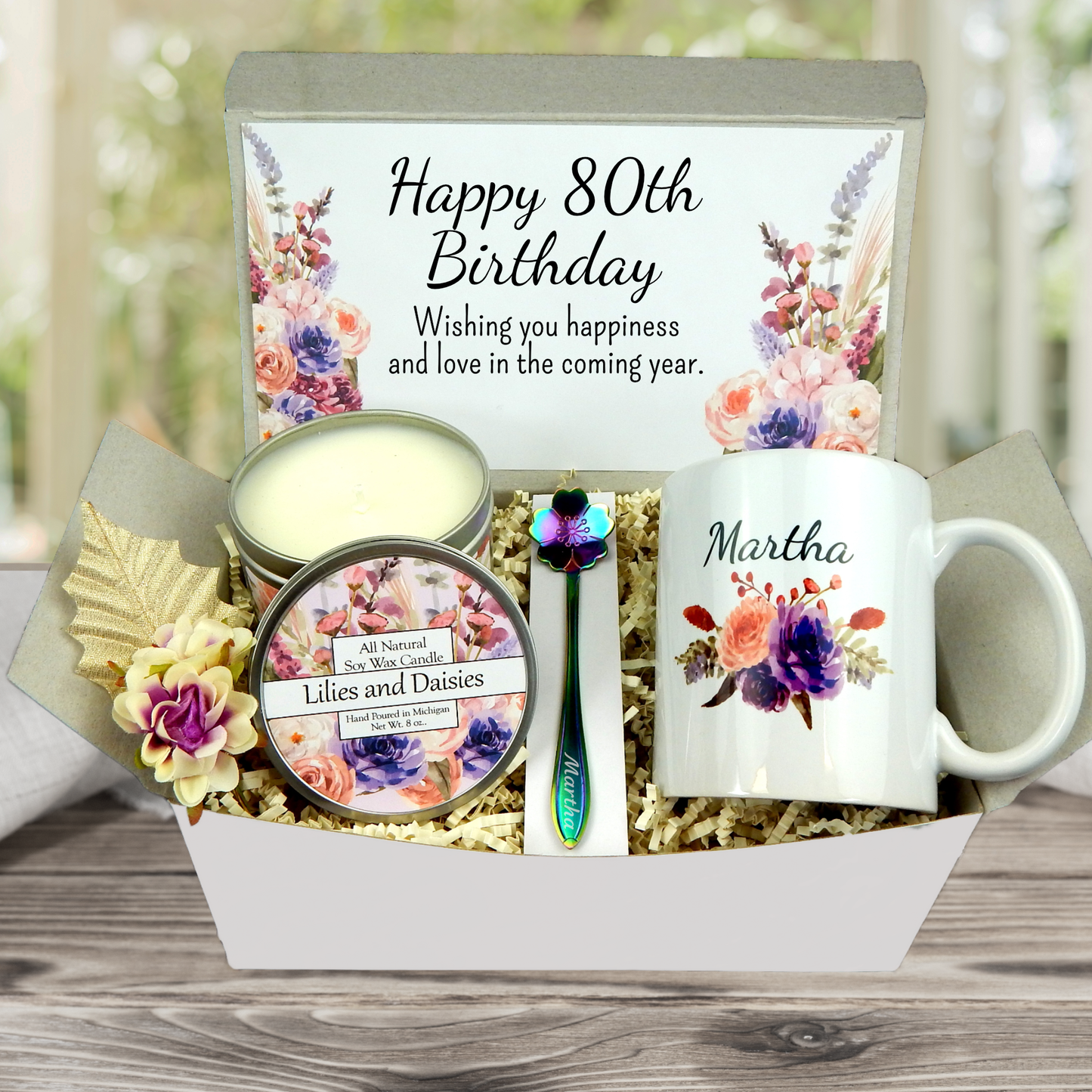 80th Birthday Gift Box for Women with Personalized Mug