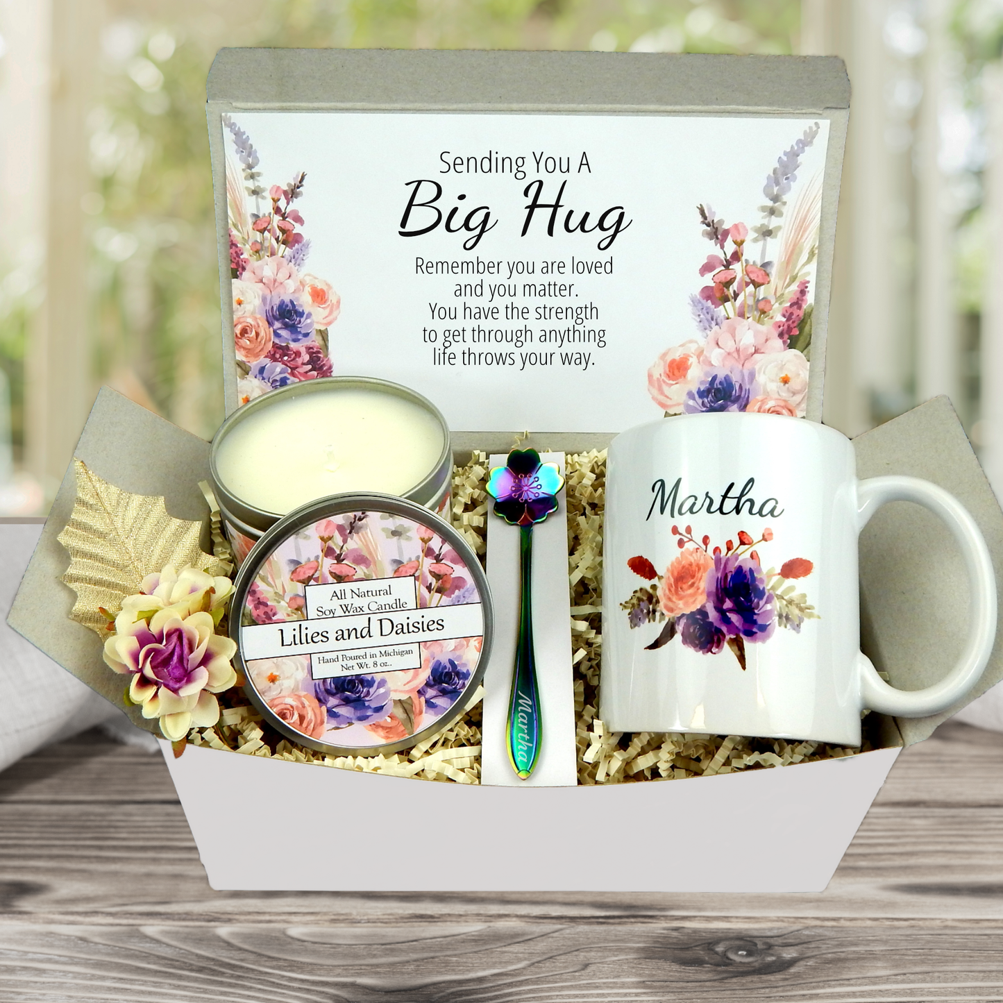 Hug In A Box Encouragement Gift - Thinking Of You Care Package - Self Care Basket