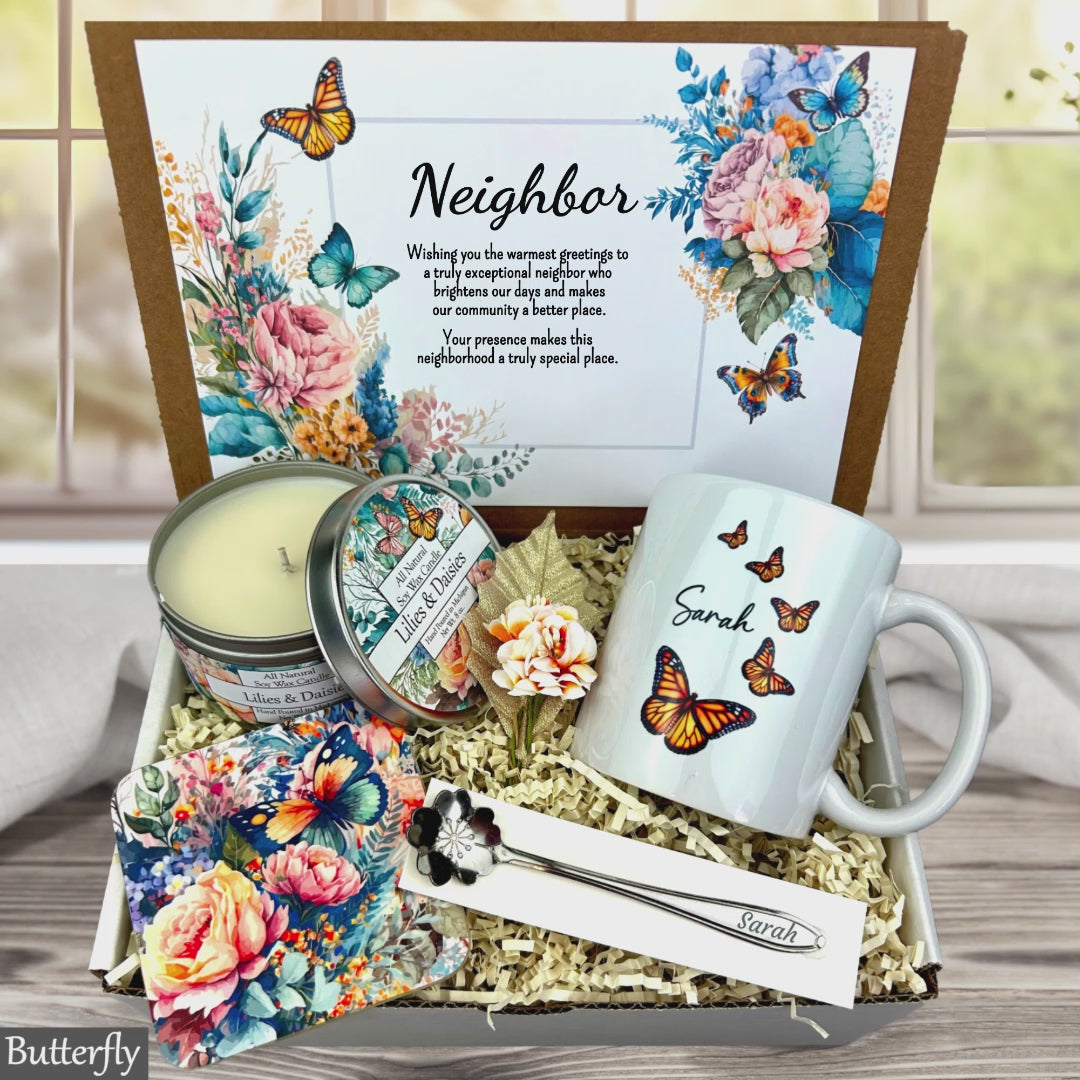 Butterfly mug gift set with neighbor card