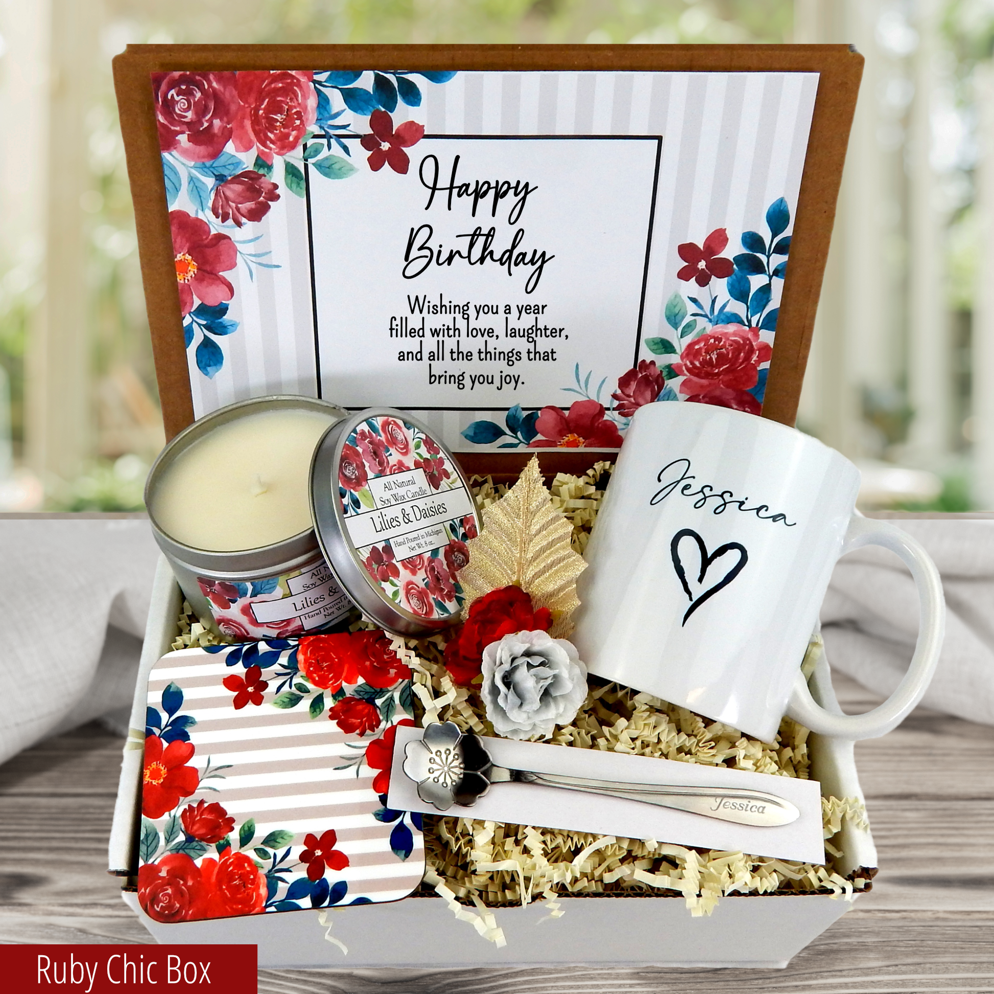 womens unique birthday gift basket with custom mug