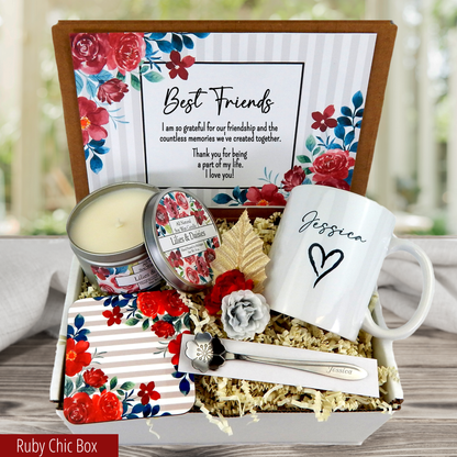 Heartfelt Wishes in a Best Friend Gift Basket with Customized Goodies