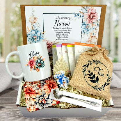 Nurse Appreciation Week 2024 - Gift Basket for Nurses - RN Present with Personalized Mug