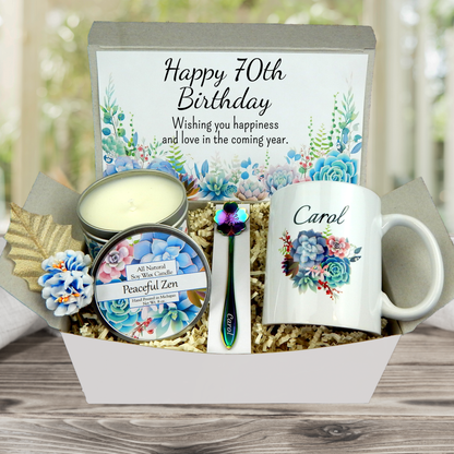 70th Birthday Gift Box for Women with Personalized Mug