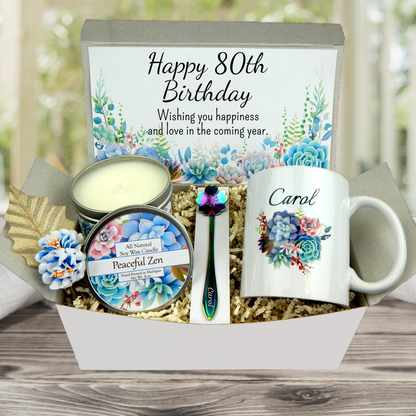 80th Birthday Gift Box for Women with Personalized Mug