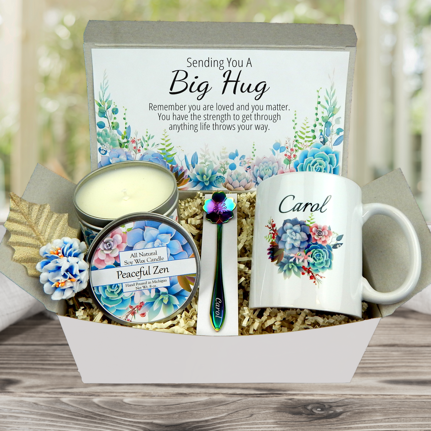 Hug In A Box Encouragement Gift - Thinking Of You Care Package - Self Care Basket