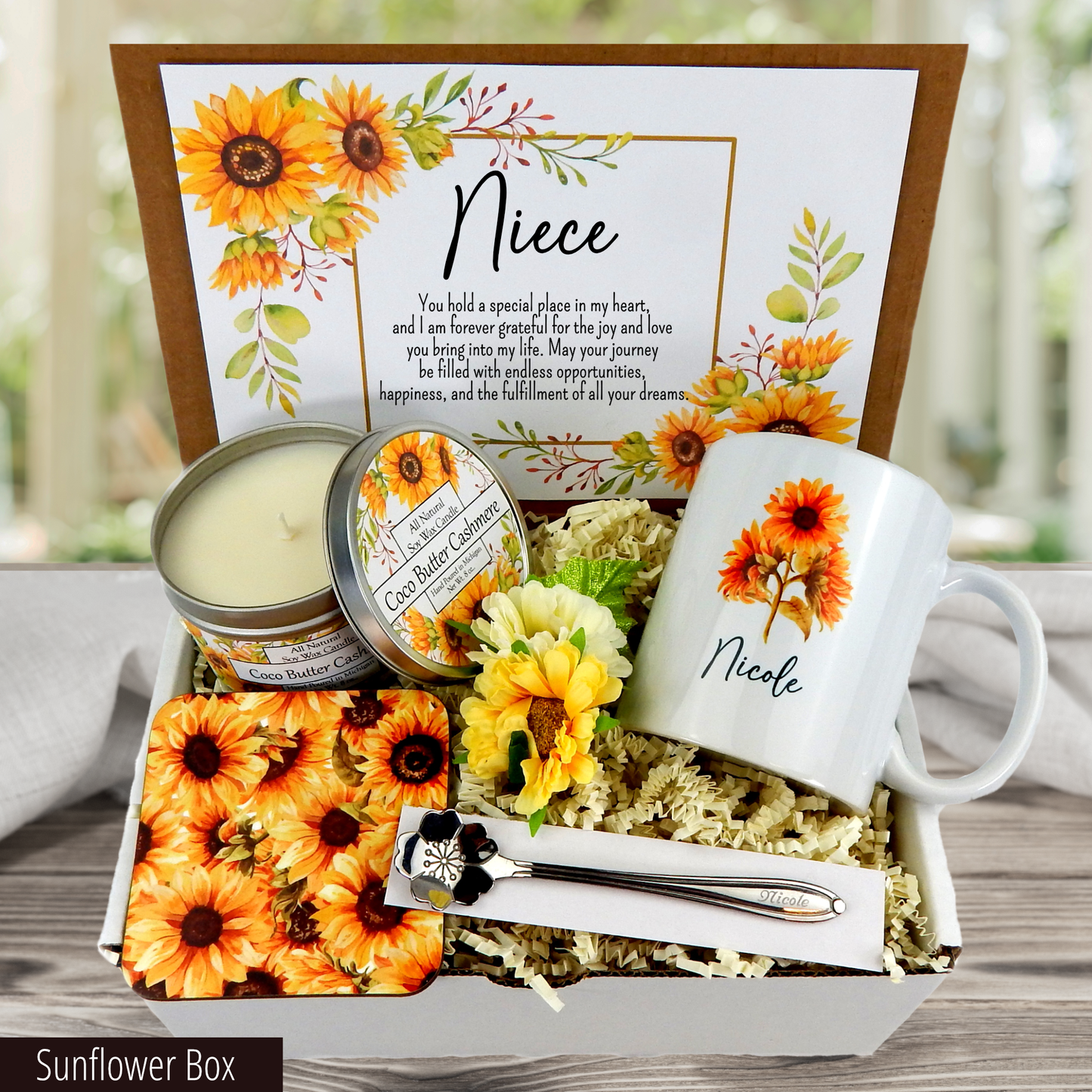 sunflower themed gift for niece with custom mug