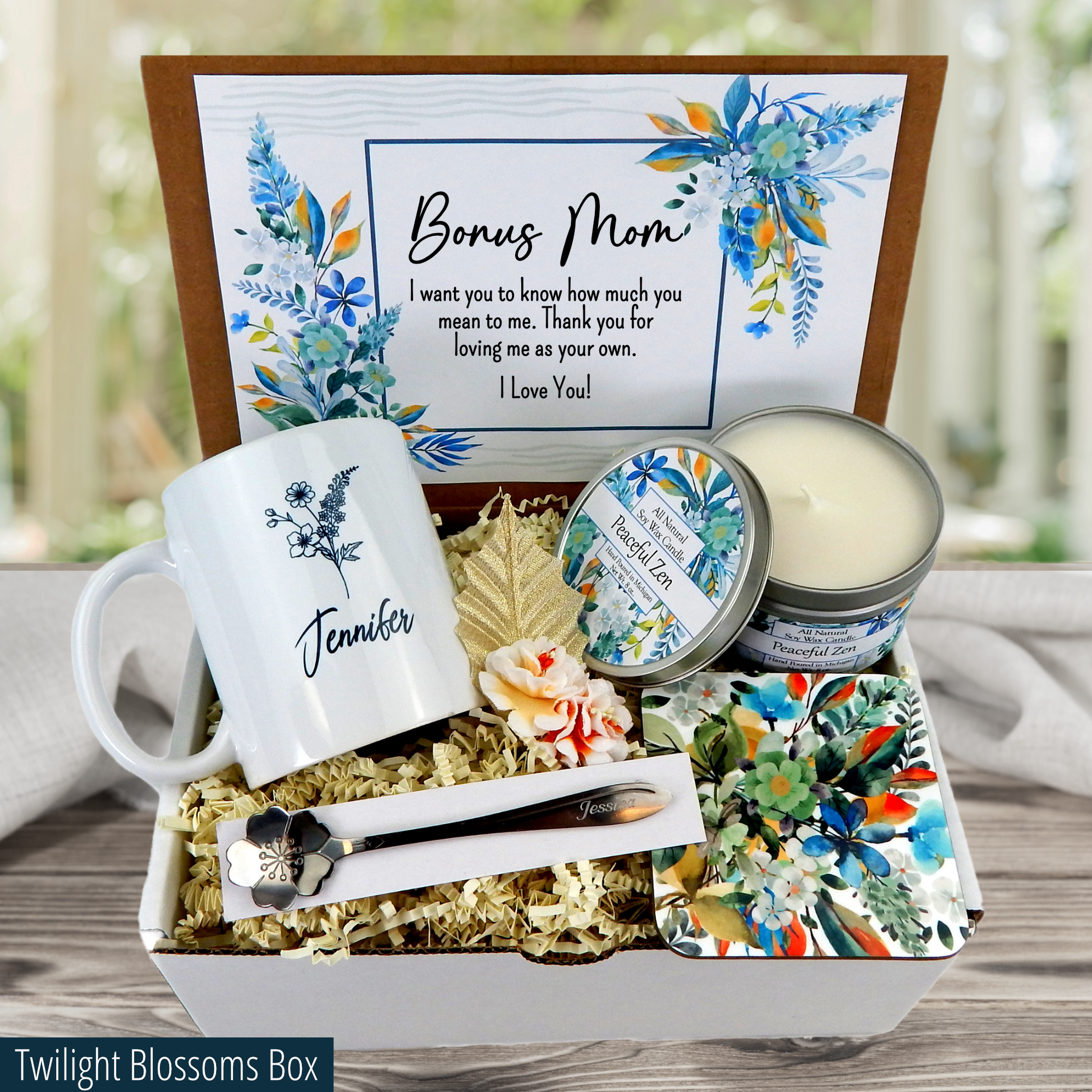 Unwrap Joy on Your Stepmom's Birthday with a Custom Gift Basket with floral mug