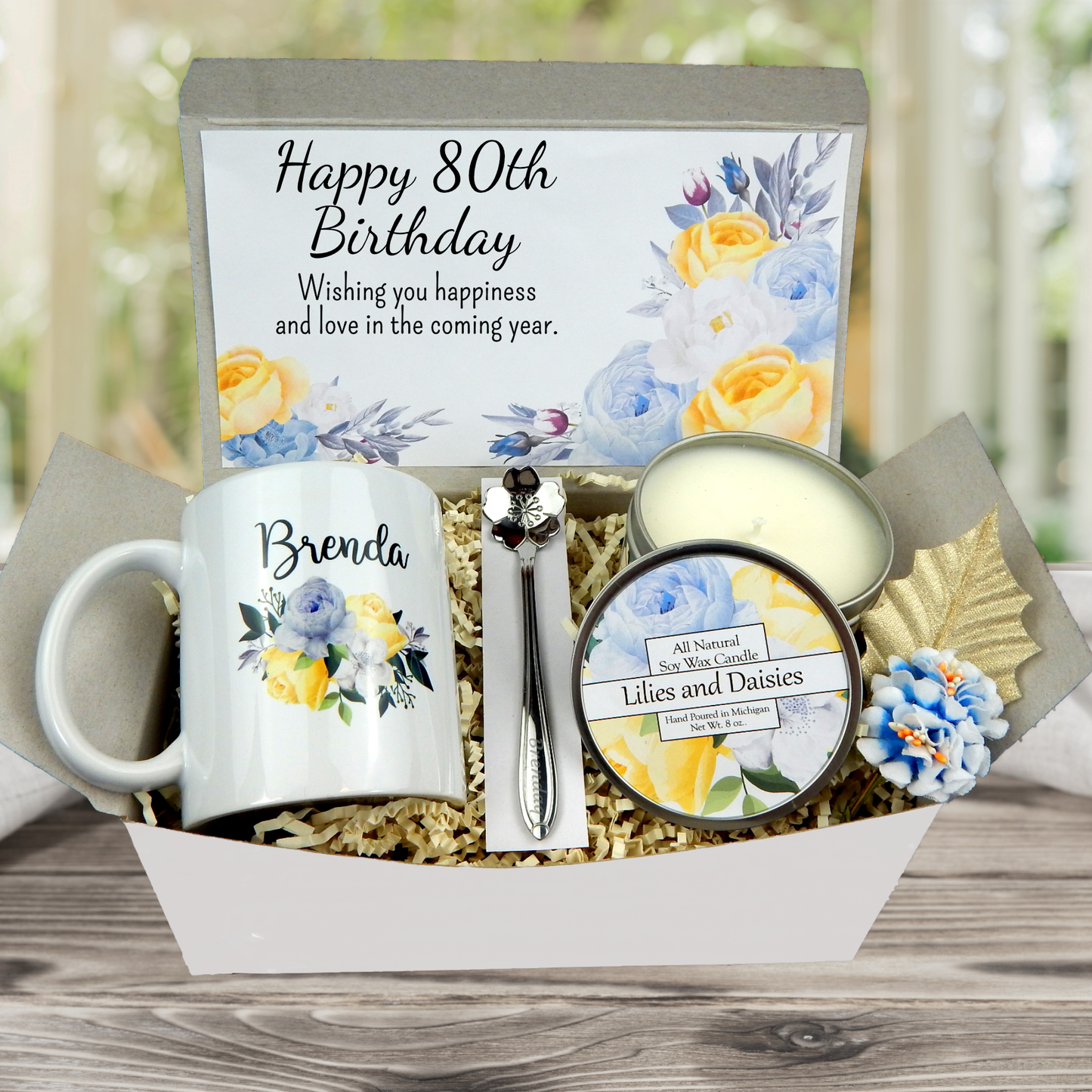 80th Birthday Gift Box for Women with Personalized Mug