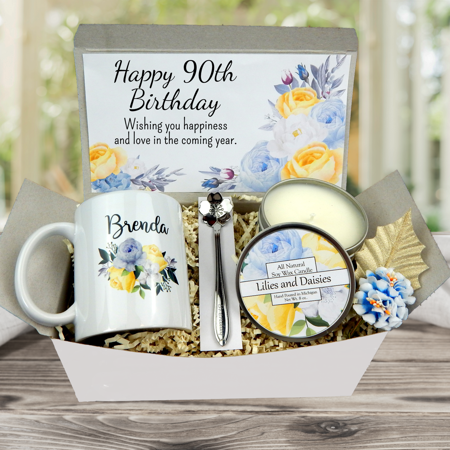 90th Birthday Gift Box for Women with Personalized Mug