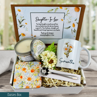 Daughter In Law Gift Basket with Personalized Coffee Mug