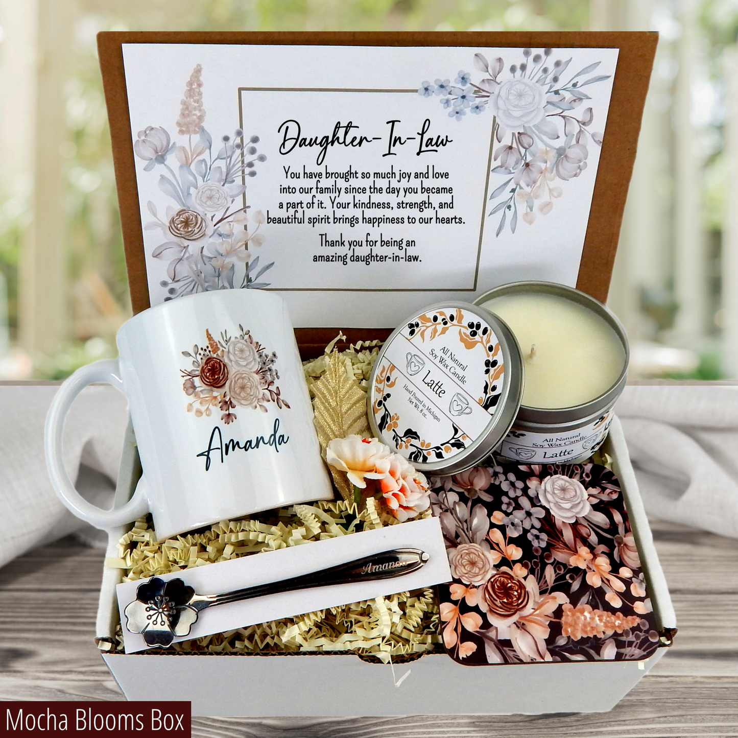 Daughter In Law Gift Basket with Personalized Coffee Mug