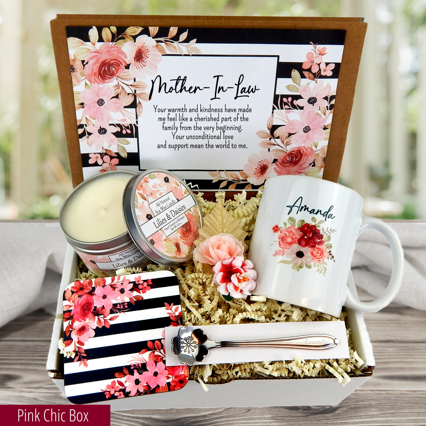 Pink Custom Coffee Mug and Fragrant Candle Bundle for Your Mother-in-Law